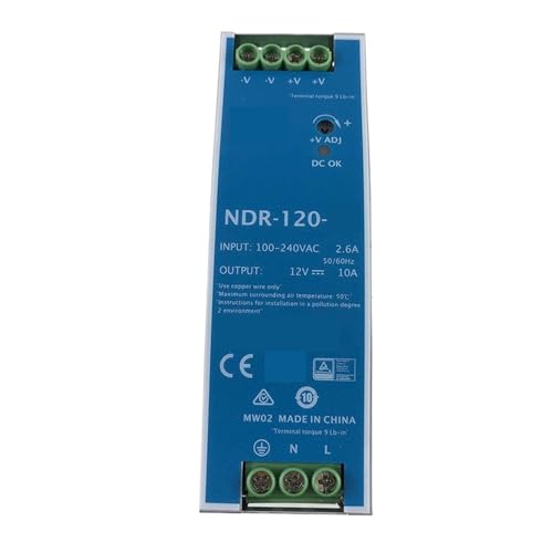 OURNXI Schaltnetzteil NDR-120 120 W 12 V 24 V 48 V DC DIN-Schiene Schaltnetzteil 110 V/220 VAC Industrienetzteil Netzteil Transformator DIN-Schiene(24V 5A) von OURNXI