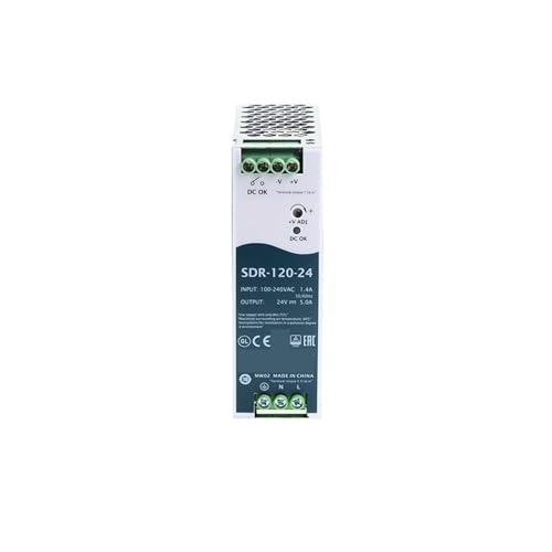 OURNXI Schaltnetzteil SDR-120-24 120W 24V Slim DIN-Schienen-Schaltnetzteil 110V/220V AC auf 24VDC 5A Industrieller DIN-Schienen-Transformator DIN-Schiene von OURNXI