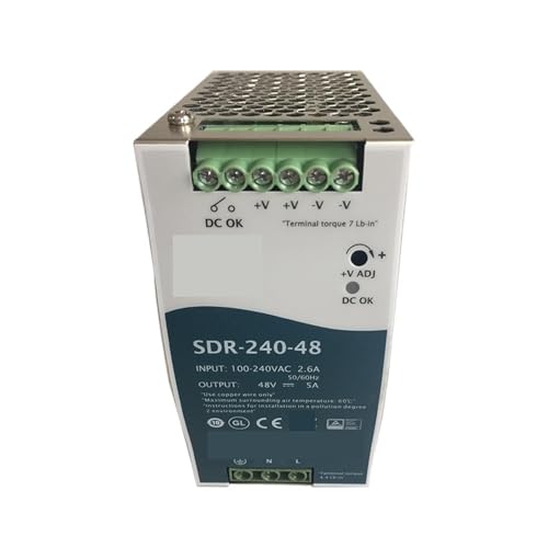 OURNXI Schaltnetzteil SDR-240-48 240W 48V Slim DIN-Schienen-Schaltnetzteil 110V/220V AC auf 48VDC 5A Industrieller DIN-Schienen-Transformator DIN-Schiene von OURNXI