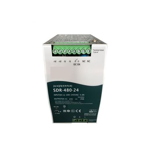 OURNXI Schaltnetzteil SDR-480-24 480W 24V Slim DIN-Schienen-Schaltnetzteil 110V/220V AC auf 24VDC 20A Industrieller DIN-Schienen-Transformator DIN-Schiene von OURNXI