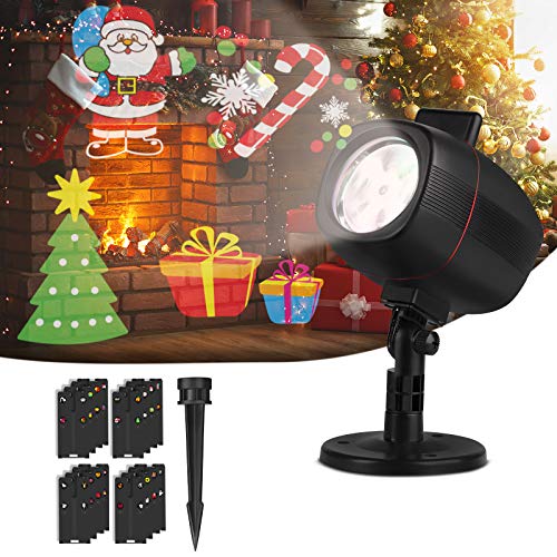 OUSFOT LED Projektorlampe Weihnachten Projektor 16 Folien Projektor Lichter IP65 Wasserdicht für Halloween Weihnachten Garden von OUSFOT