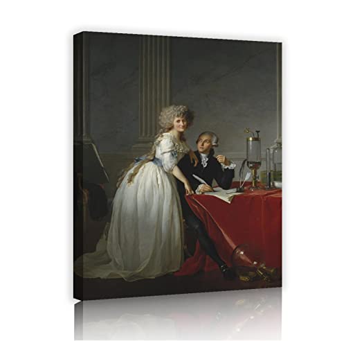 OUSHION ART Jacques Louis David Classic Fortrait Ölgemälde auf Leinwand für Wohnkultur gedruckt Porträt von Monsieur Lavoisier und seiner Frau 40x30cm Innenrahmen von OUSHION ART