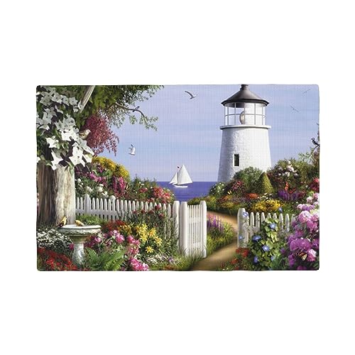 Lighthouse Diamond Painting Tischsets Set Rutschfest Waschbar Leinen Tischmatten Waschbar Tischsets für Esszimmer Küche Party Dekor 30,5 x 45,7 cm von OUSIKA