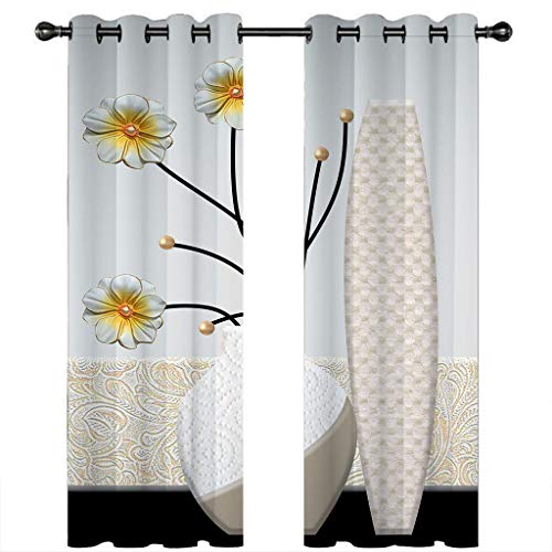 OUSIKA 2Er Set Blickdichter Verdunklungs Gardinen Mit Ösen 3D Vase Mit Pflanzenblumen Für Wohnzimmer Schlafzimmer Kinderzimmer 280x260Cm Druck Muster Super Weich Schallisoliert Thermovorhänge von OUSIKA