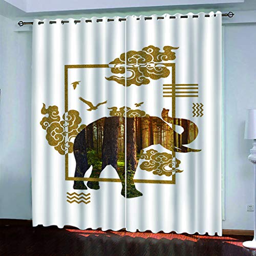 OUSIKA Schlafzimmer Vorhang 3D Goldene Blume Elefant Mädchen Polyester 2 Stück Ösenvorhang Blickdicht 264x214Cm Gardinen Druck Verdunkelung Vorhänge Für Kinderzimmer Wohnzimmer Fenster Thermovorhang OUSIKA Schlafzimmer Vorhang 3D Goldene Blume Elefant Mädchen Polyester 2 Stück Ösenvorhang Blickdicht 264x214Cm Gardinen Druck Verdunkelung Vorhänge Für Kinderzimmer Wohnzimmer Fenster Thermovorhang von OUSIKA