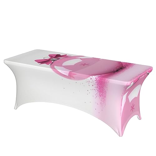 OUSIKA Stretch-Tischdecke, rechteckig, waschbar, für Party, Hochzeit, Cocktail, Bankett, Festival, 1,8 m, Rosa von OUSIKA