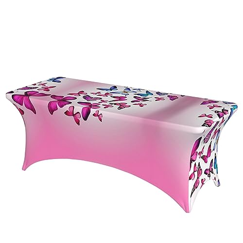 OUSIKA Tischdecke, dehnbar, rechteckig, waschbar, für Party, Hochzeit, Cocktail, Bankett, Festival, 1,8 m, Rosa von OUSIKA