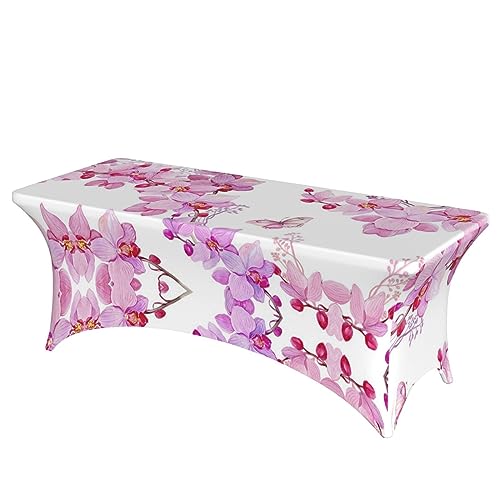 OUSIKA Tischdecke, dehnbar, rechteckig, waschbar, für Party, Hochzeit, Cocktail, Bankett, Festival, 1,8 m, Rosa von OUSIKA