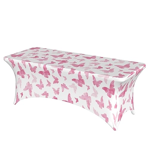 OUSIKA Tischdecke, dehnbar, rechteckig, waschbar, für Party, Hochzeit, Cocktail, Bankett, Festival, 1,8 m, Rosa von OUSIKA