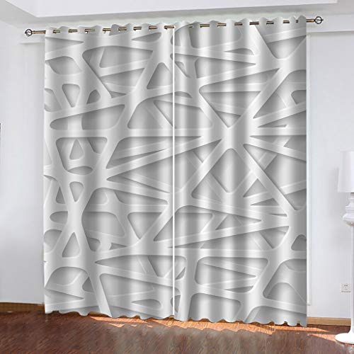 OUSIKA Vorhang 3D Weißes Linienmuster Muster 2 Stück Gardinen Blickdicht Vorhänge Verdunkelung Mit Ösen Vorhang Wohnzimmer Schlafzimmer 280x160cm Thermo Fenster, Vorhänge Für Dekor Kinder Mädchen von OUSIKA