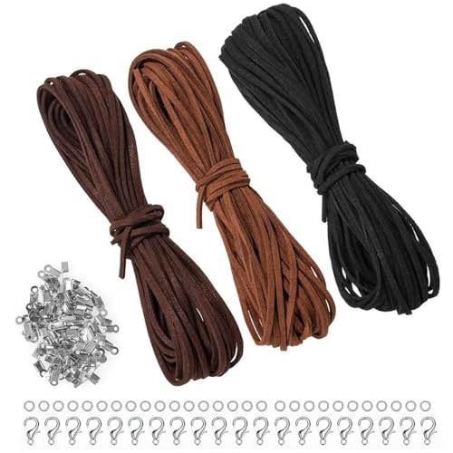 Leather Cord, 2,6mm x 10m Lederband Schnur Faux Faden, Klassik Basteln Lederschnüre, Lederbänder Für Ketten, Lederschnur Für Armbänder, für DIY Armband Halskette Schmuck Handwerk, 3 Farben Lederschnur von OUTALIZ