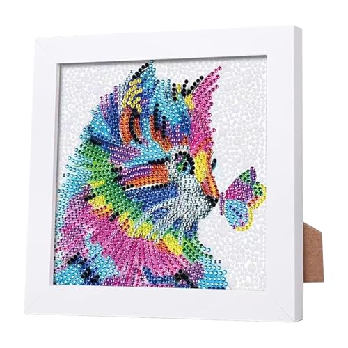 OUTALIZ DIY Diamond Painting Set Mit Holzrahmen, Kätzchen Muster Diamant Dekorative Malerei, Tier Diamant Malerei, Set Voll Diamant Malerei Bilder, Geeignet für Bastel Enthusiasten, 18 x 18cm von OUTALIZ