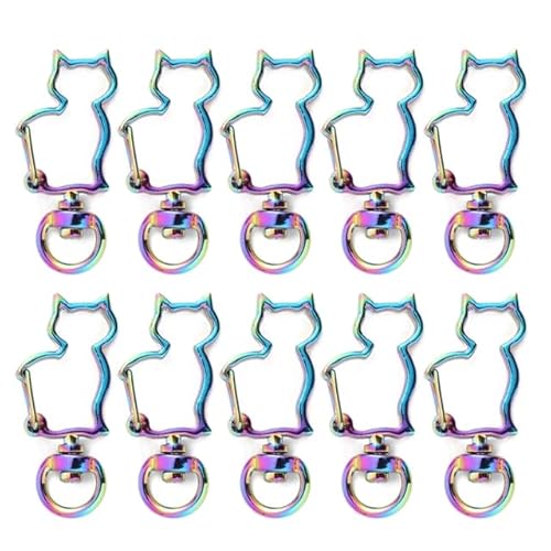 200 Stück Regenbogen-Metall-Karabinerhaken, Karabinerverschluss, Schlüsselband mit Schlüsselring für Schlüsselanhänger, Herz, Stern, Schlüsselanhänger, DIY-Taschen von OUTFYT