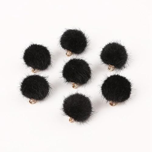 OUTFYT 50/100pcs 15 MM Fur Covered Ball Button 15mm Round Fabric Cloth Covered Button Sewing Kit with Metal Shank for DIY Craft Black von OUTFYT