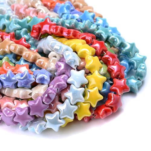 AB Color Star Bead Solid Color 14mm 20pcs Handmade Ceramic Beads for DIY Jewelry Making Necklaces Bracelet Loose Spacer Beads Crafting von OUTFYT