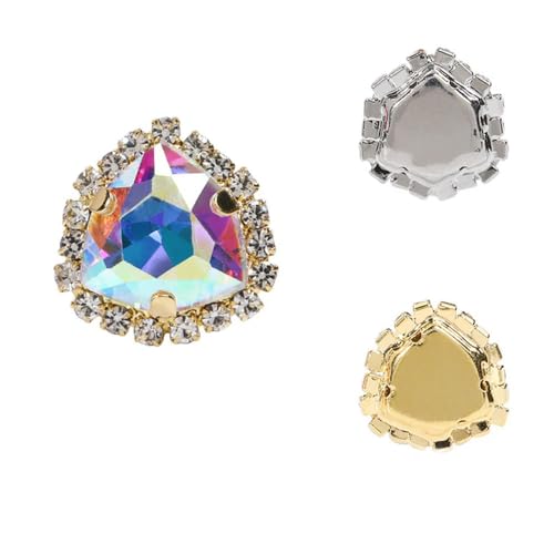 OUTFYT 10 Stück 12 mm Dickes dreieckiges Glas zum Aufnähen von Strasssteinen in Goldfassung, Kunsthandwerk, Strass, Kleber auf Klaue, Stein, Kleidung, Accessoires, Schuhe, Tasche, DIY von OUTFYT