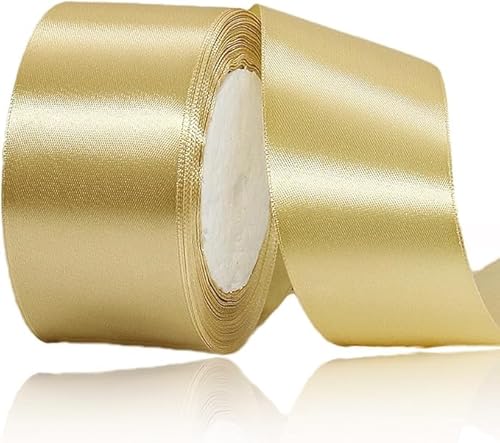 5,1 cm goldenes Satinband, 22 Meter Bastelstoffband für Geschenkverpackungen, Blumensträuße, Weihnachten, Ostern, handgefertigte Schleifen und Hochzeitsfeier-Dekoration von OUTPGAGA