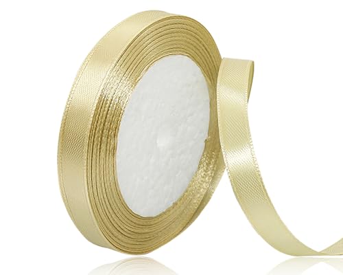 Gold-Satinband, 0,9 cm, 22,7 m, für Geschenkverpackungen, Blumensträuße, Weihnachten, Ostern, handgefertigte Schleifen und Hochzeitsfeier-Dekoration von OUTPGAGA