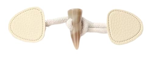 OUUOYSD Mantelknopf,Hornknöpfe, 15 cm, 5 Paar lila Leder-Horn-Knebelverschlussknöpfe for Leder-Knebelknopf for Aufnähen, Knebelverschluss for Manteljacke(Beige) von OUUOYSD