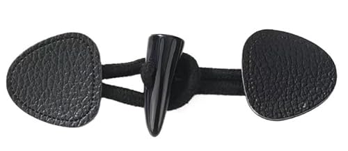 OUUOYSD Mantelknopf,Hornknöpfe, 15 cm, 5 Paar lila Leder-Horn-Knebelverschlussknöpfe for Leder-Knebelknopf for Aufnähen, Knebelverschluss for Manteljacke(Black) von OUUOYSD