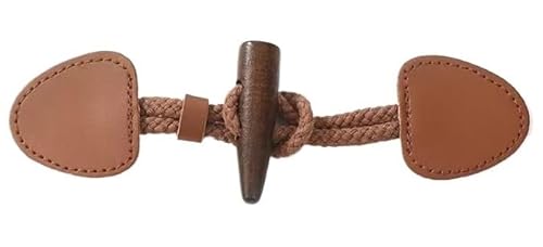 OUUOYSD Mantelknopf,Hornknöpfe, 15 cm, 5 Paar lila Leder-Horn-Knebelverschlussknöpfe for Leder-Knebelknopf for Aufnähen, Knebelverschluss for Manteljacke(Bruin) von OUUOYSD