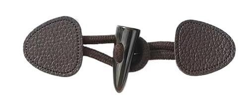 OUUOYSD Mantelknopf,Hornknöpfe, 15 cm, 5 Paar lila Leder-Horn-Knebelverschlussknöpfe for Leder-Knebelknopf for Aufnähen, Knebelverschluss for Manteljacke(Dark Brown) von OUUOYSD