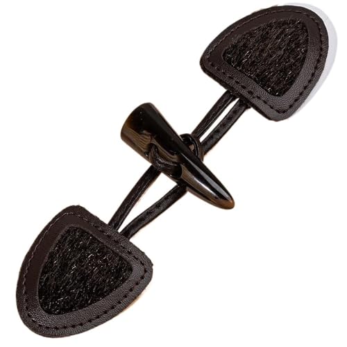 OUUOYSD Mantelknopf,Hornknöpfe, 16CM 3 Paar Kaffee/Schwarz PU Leder Knebelverschluss Knöpfe Leder Knebelknopf Aufnäher Knebelverschluss for Mantel Strickjacken Jacke Kleidung(Black) von OUUOYSD