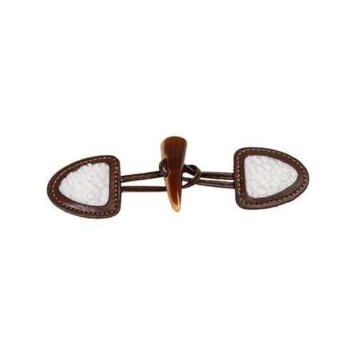 OUUOYSD Mantelknopf,Hornknöpfe, 16CM 3 Paar Kaffee/Schwarz PU Leder Knebelverschluss Knöpfe Leder Knebelknopf Aufnäher Knebelverschluss for Mantel Strickjacken Jacke Kleidung(Bruin) von OUUOYSD