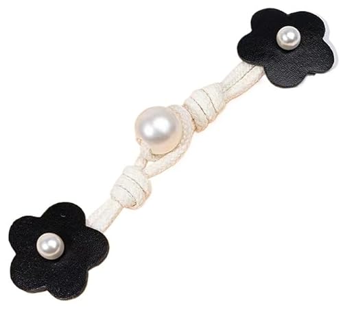 OUUOYSD Mantelknopf,Hornknöpfe, 3 Paar 17CM Blumen-PU-Leder-Knebelverschlussknöpfe Leder-Knebelknopf for Aufnähen Knebelverschluss for Manteljacke Kleidung(Black) von OUUOYSD