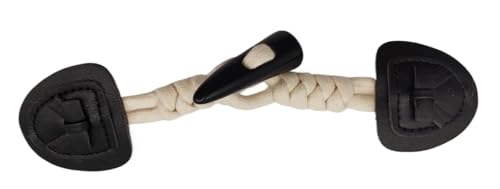 OUUOYSD Mantelknopf,Hornknöpfe, 3 Paar 18 cm Schleife cremefarbene Lederknöpfe mit Knebelverschluss, Lederknebelknopf for Aufnähen, Knebelverschluss for Mantel, Strickjacke, Jacke(Black) von OUUOYSD