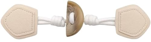 OUUOYSD Mantelknopf,Hornknöpfe, 3 Paar beige Leder Horn Knebelverschluss Knöpfe for Leder Knebelknopf aufnähen Knebelverschluss for Mantel Jacke Kleidung(Beige) von OUUOYSD