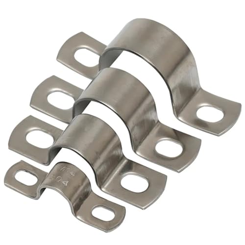 OUUOYSD Rohrschelle. Quadratische U-Klemme 304 Edelstahl-Rohrschelle, U-Rohr, Rohrunterstützung, Rohrschnalle, Halsband, Wasserrohrschelle, Reifenreitkarte(16mm-5pcs) von OUUOYSD