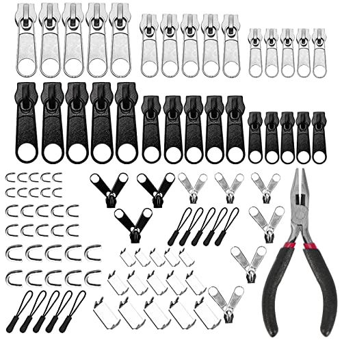 OUYANKA Reißverschluss Ersatz Set 95 Stück Reißverschluss Reparatur Set 3# 5# 8# Reißverschlüsse Metall mit installieren Zange für Jacken Taschen Zelte Gepäck Schlafsack Koffer von OUYANKA