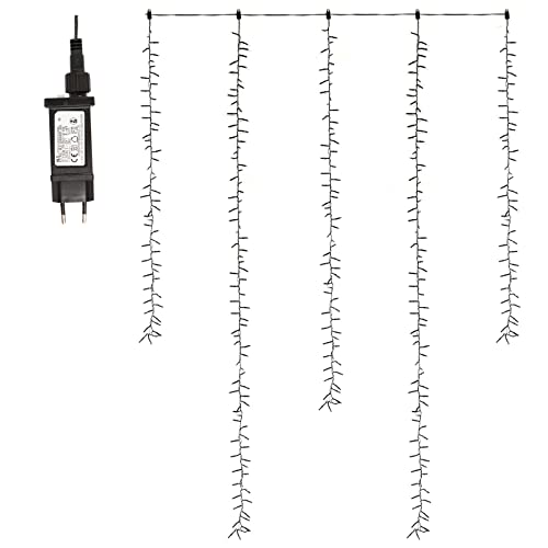 OVITEC Liane LED Lichtervorhang mit 5 Strängen| Innen- und Außenbereich | mit Strom | LED Lichterkette zur Party Deko, Hochzeit, Pavillon oder Balkon Deko | mit Dimmfunktion und Timer von OVITEC