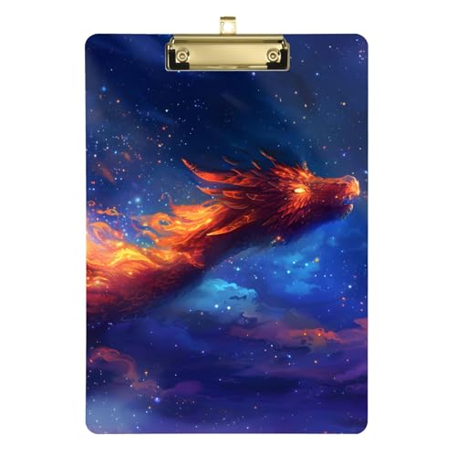 Acryl-Klemmbrett "A Fire Dragon with Open Wings Spit Out Flames Hanging Plastic Clipboards for Office von OWFKAY