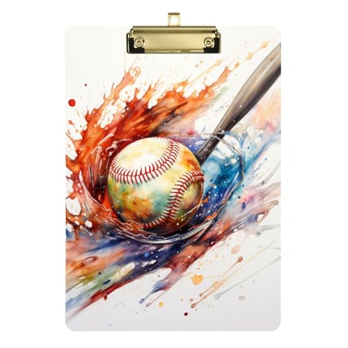 Acryl-Klemmbrett Aquarell Baseball hängende Kunststoff-Klemmbretter für Büro von OWFKAY