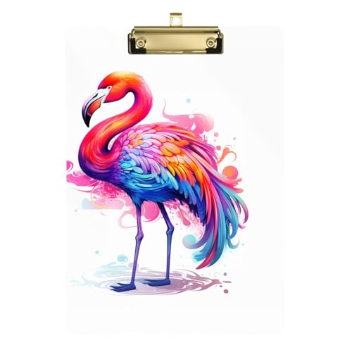 Acryl-Klemmbrett Aquarell Flamingo-Muster Druck hängende Kunststoff-Klemmbretter für Büro von OWFKAY