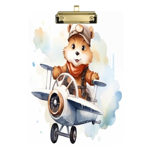 Acryl-Klemmbrett Cartoon-Bär fliegt ein Flugzeug hängende Kunststoff-Klemmbretter für Büro von OWFKAY