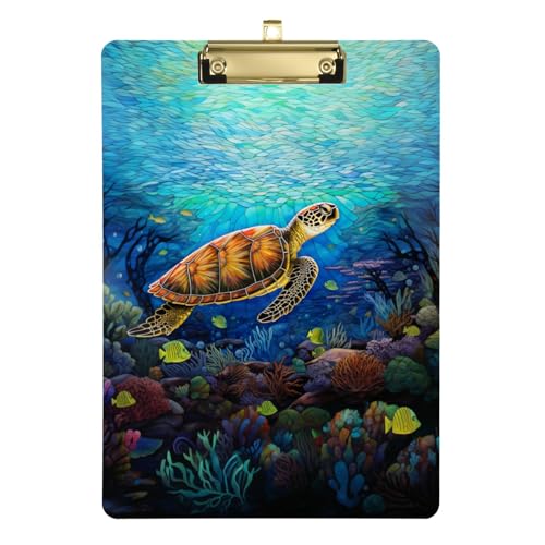 Acryl-Klemmbrett Schildkröte schwimmen im Meer hängende Kunststoff-Klemmbretter für Büro von OWFKAY