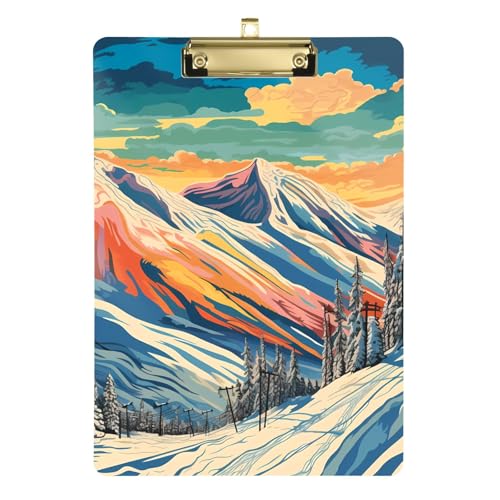 Acryl-Klemmbrett Schnee Berglandschaft hängende Kunststoff-Klemmbretter für Büro von OWFKAY