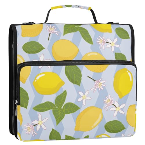 OWFKAY Tasche mit 3 Ringbüchern mit Reißverschluss, Zitronenmuster, mehrere Taschen, Organizer mit Schultergurt und Griff OWFKAY Tasche mit 3 Ringbüchern mit Reißverschluss, Zitronenmuster, mehrere Taschen, Organizer mit Schultergurt und Griff von OWFKAY