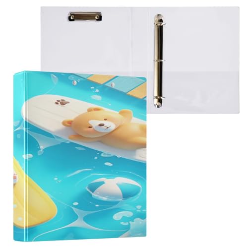 Ringbuch mit 3 Ringen, 3,8 cm, mit Klemmbrett für Schul-/Bürobedarf, Skateboard, Bär, Ordner, Organizer, hält 200 Blatt mit Innentaschen Ringbuch mit 3 Ringen, 3,8 cm, mit Klemmbrett für Schul-/Bürobedarf, Skateboard, Bär, Ordner, Organizer, hält 200 Blatt mit Innentaschen von OWFKAY