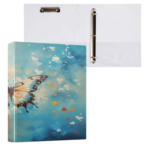 Ringbuch mit 3 Ringen, 3,8 cm, mit Klemmbrett für Schul-/Bürobedarf, fantastischer Schmetterlings-Ordner, Organizer, hält 200 Blatt mit Innentaschen Ringbuch mit 3 Ringen, 3,8 cm, mit Klemmbrett für Schul-/Bürobedarf, fantastischer Schmetterlings-Ordner, Organizer, hält 200 Blatt mit Innentaschen von OWFKAY