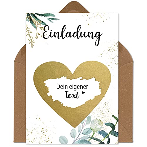 OWLBOOK 5 Rubbelkarten Einladungen zur Hochzeit Karte mit Rubbelherz Gold Geschenke Geschenkideen als Einladungskarte zur Hochzeit & Verlobung von OWLBOOK