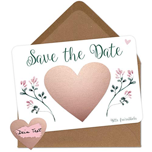 OWLBOOK 5 Rubbelkarten zum selber beschriften - Save the Date - Rubbellos für eigenen Text Geschenke Geschenkideen als Save the Date Karten zur Hochzeit & Verlobung von OWLBOOK