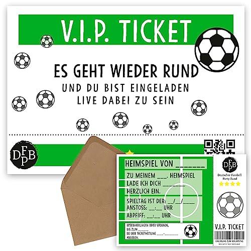 OWLBOOK VIP Fußball Ticket 10 Einladungskarten Fussball Jungen Einladung Fußball Geburtstag Kindergeburtstag Geburtstagseinladungen Kinder Junge zum Ausfüllen mit Umschläge von OWLBOOK