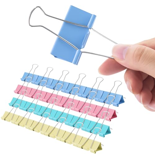 Extra große Binder-Clips, 5,1 cm, 40 Stück, verschiedene Farben, farbige Jumbo-Büroklammern, große Büroklammern, große Größe für Zuhause, Schule und Bürobedarf von OWLKELA