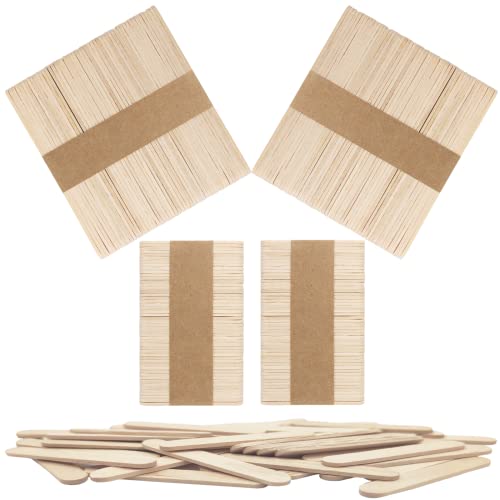 OWLKELA 200 Stück Holzstäbchen, Eisstiele aus Holz, Kombination aus Zwei Größen, Jeweils 100 Stück – 114 mm x 9 mm x 2 mm, 64 mm x 9 mm x 2 mm, Birke, Grundfarbe – Holzeisstiele, DIY von OWLKELA