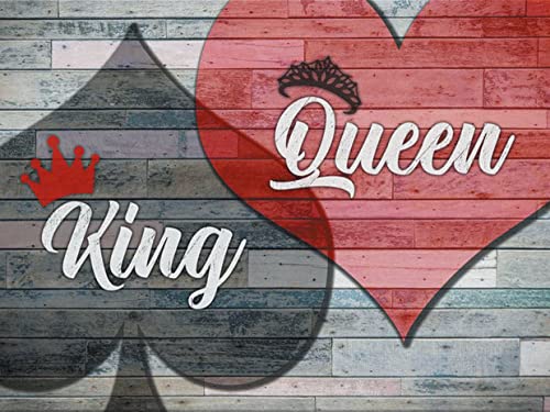 OWN4B Kreuzstich-Set, geprägt, King and Queen Love, gedrucktes Muster, 11-fädig, 38,1 x 48 cm, DIY-Stickset (Herz) von OWN4B