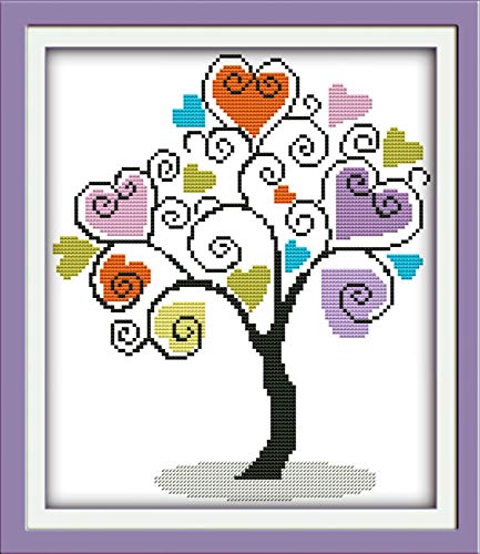 OWN4B Kreuzstich-Set, geprägt, Motiv: The Giving Tree (2) bedrucktes Muster 11CT 34 x 39,1 cm DIY Stickset (Baum 3) von OWN4B